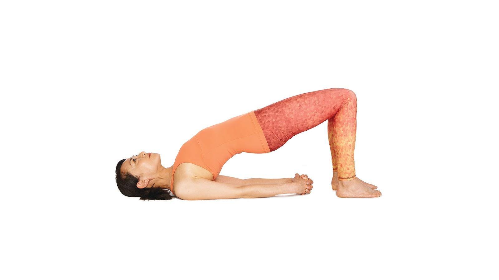 bridge pose hands clasped yoga pose