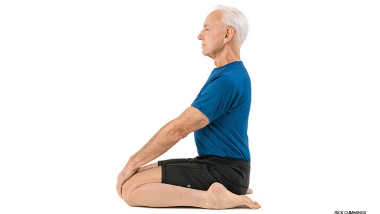 virasana hero pose kneeling between heels