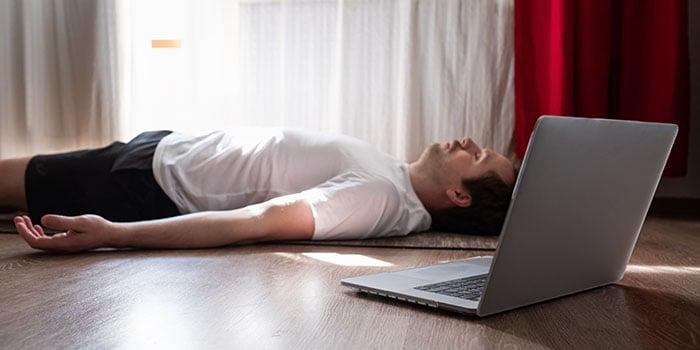 man doing yoga nidra online