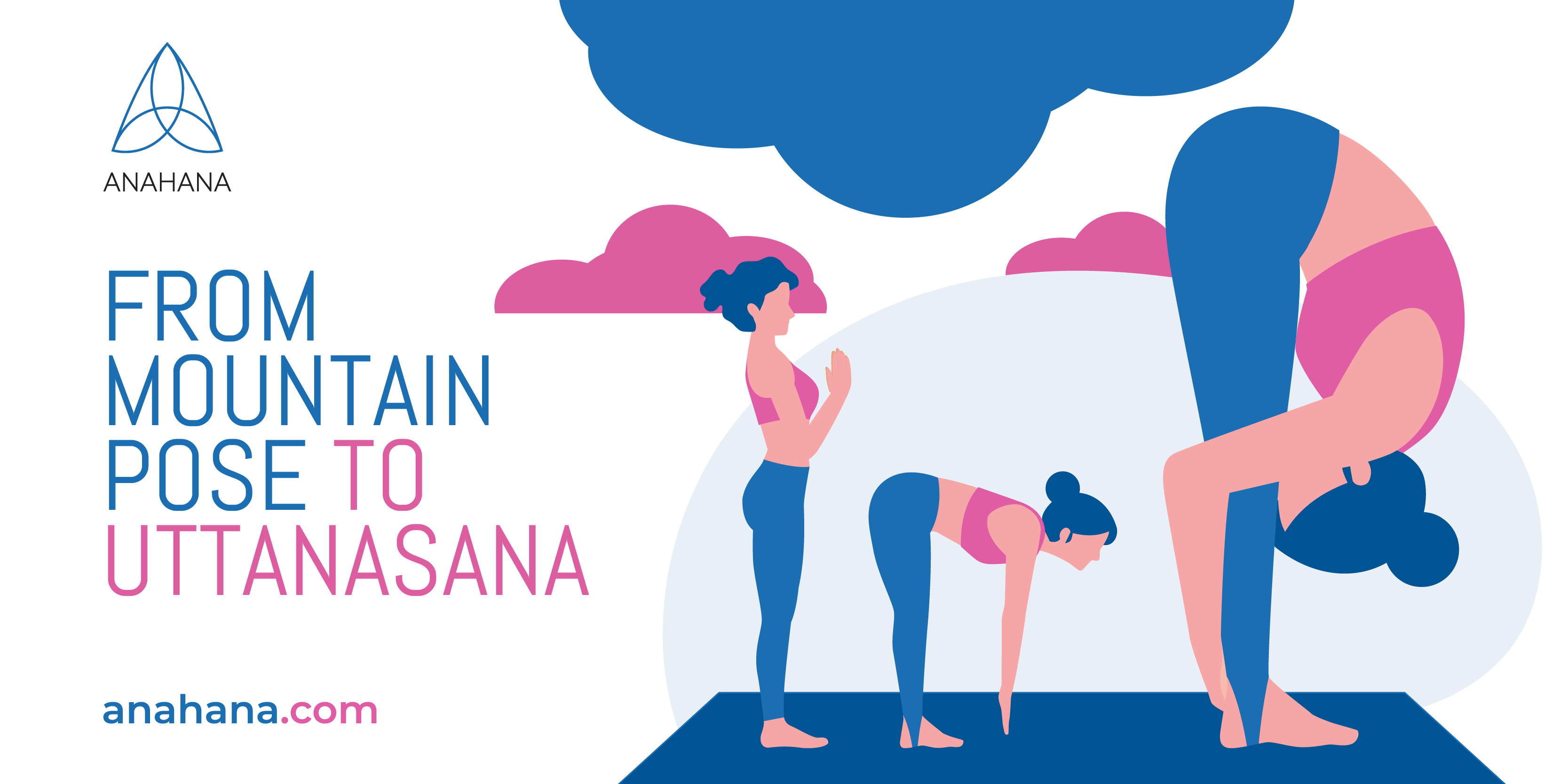de la postura de yoga de la montaña a la postura uttanasana
